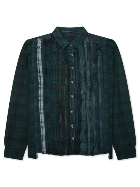 NEEDLES OVER DYED RIBBON WIDE SHIRT - GREEN