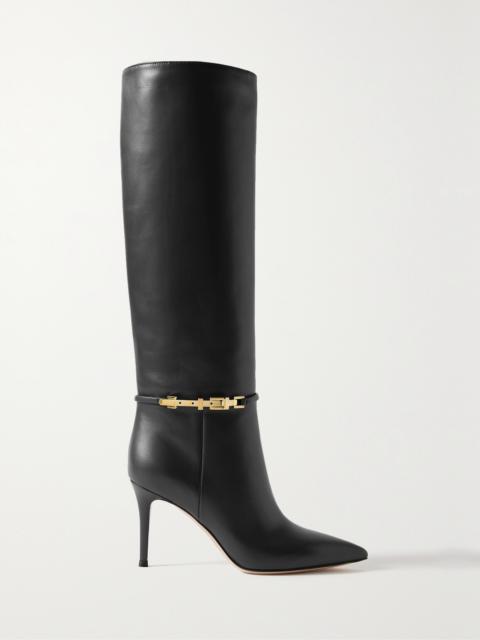 Gianvito Rossi Glove 85 Embellished Leather Knee Boots