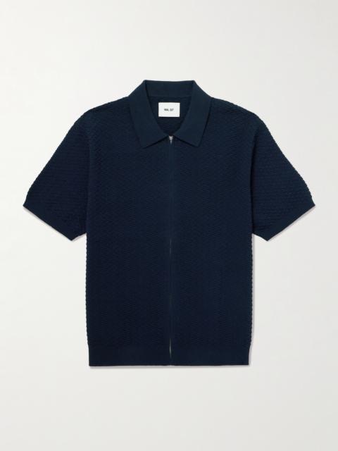 NN07 Gustav 600160 Textured Organic Cotton Zip-Up Polo Shirt