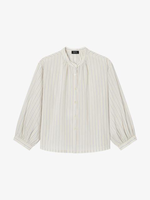 A.P.C. BELA BLOUSE - STAND UP COLLAR BLOUSE