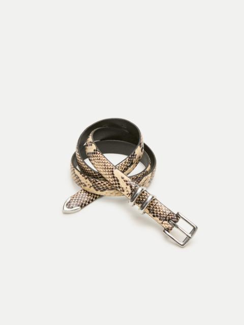 J.CREW Thin tipped belt in snake-embossed leather