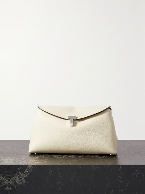 TOTEME T-Lock textured-leather clutch Off-white