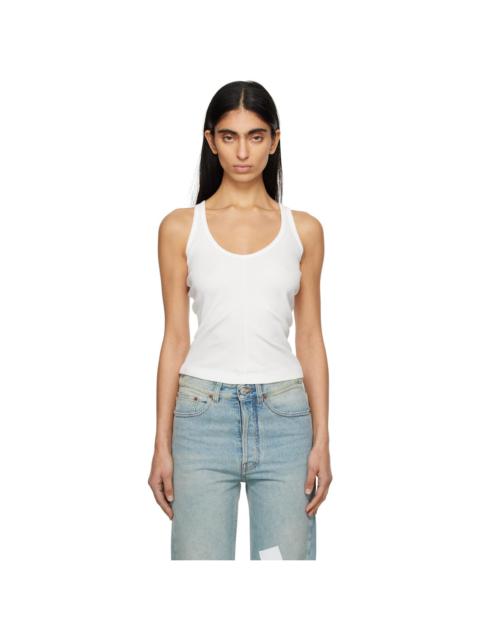MM6 Maison Margiela White Cotton Ribbed Tank Top