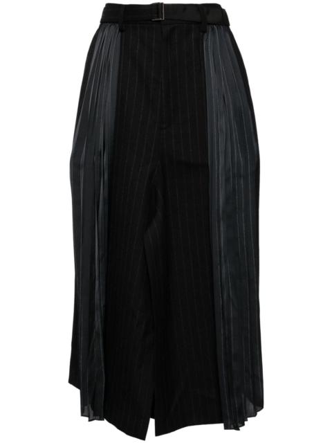 sacai striped pleated skirt