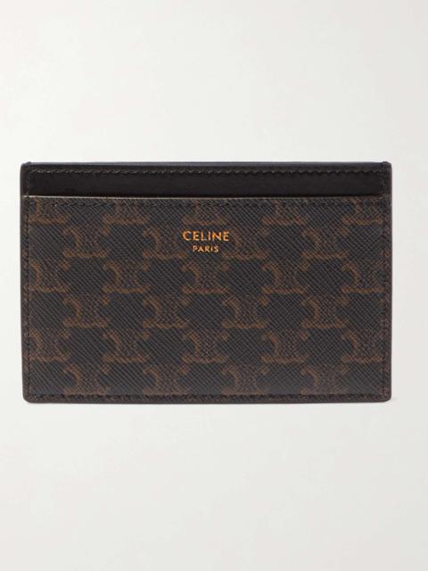 Triomphe Leather-Trimmed Coated-Canvas Cardholder