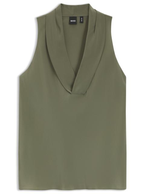 BOSS SLEEVELESS BLOUSE IN SANDWASHED SILK WITH V NECKLINE