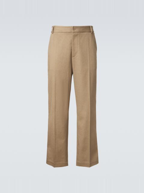Moncler Pleated cotton straight pants