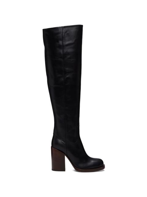 Dries Van Noten Black 100mm Square Toe Tall Boots