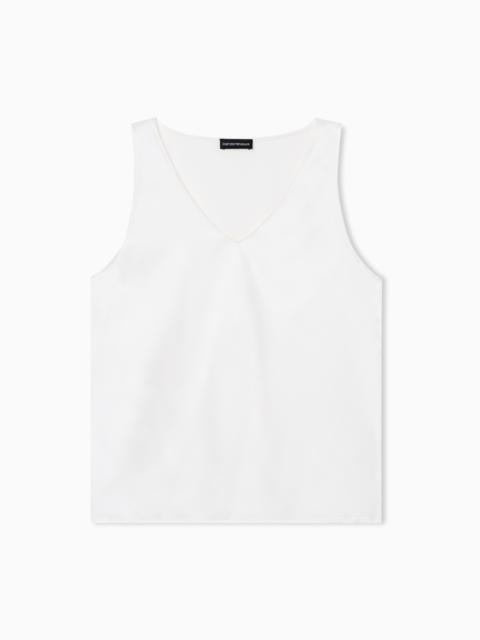 EMPORIO ARMANI SILK SATIN V-NECK TOP