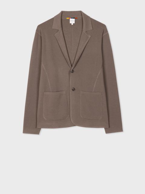 Paul Smith Taupe Merino Wool Cardigan Blazer