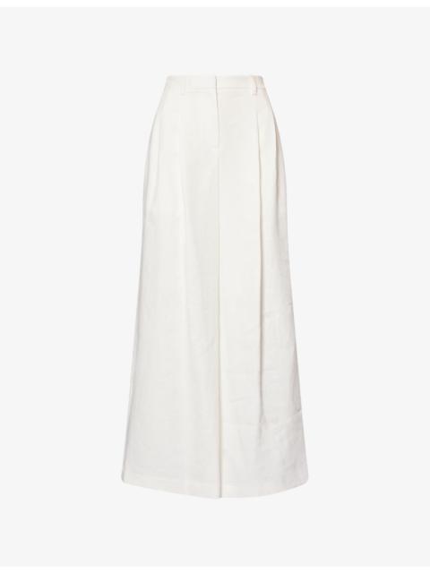 TWP Avery Wide-Leg Pleated Linen Trousers