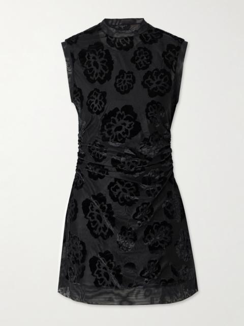 SIR. Vittoria Ruched Devoré-velvet Mini Dress