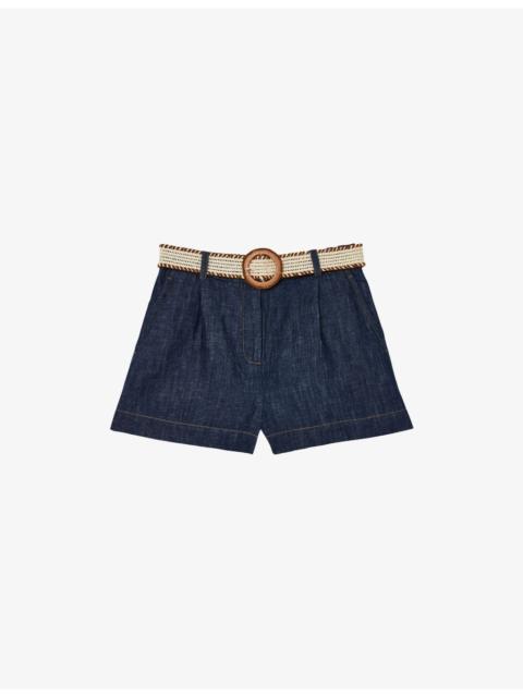 REISS Beau Belted Linen Shorts