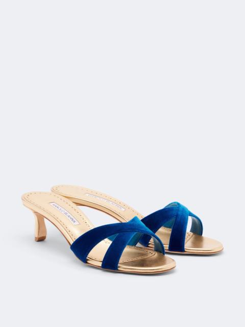 Manolo Blahnik Callydramu velvet mules