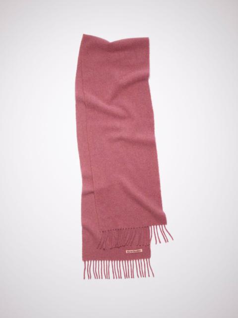 Fringe wool scarf - skinny - Dark pink melange