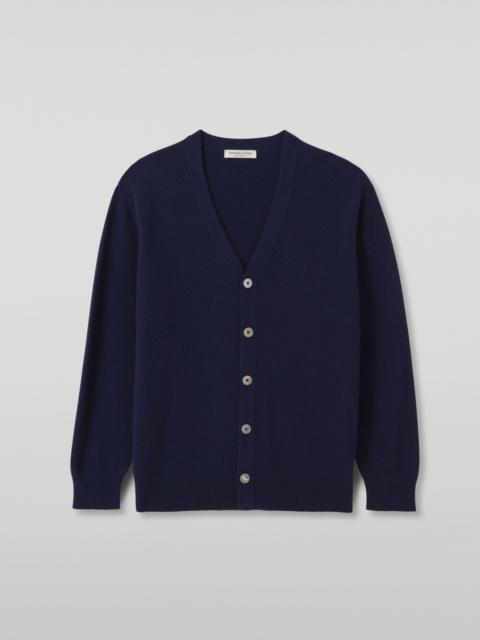 Johnstons of Elgin Boyce Blue Brushed Cashmere-Silk Cardigan