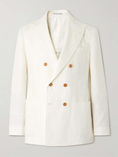 Double-Breasted Linen Suit Jacket
