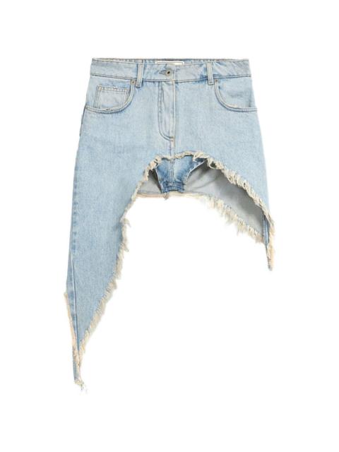 Blumarine asymmetric frayed denim skirt