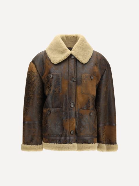 Valstar Oversized leather Jacket with shearling collar