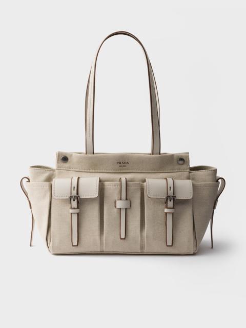 Prada Prada Route large canvas and leather tote bag