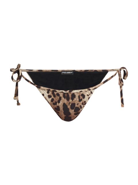 Dolce & Gabbana Women's Leopard Side-Tie Bikini Bottom - Leo New