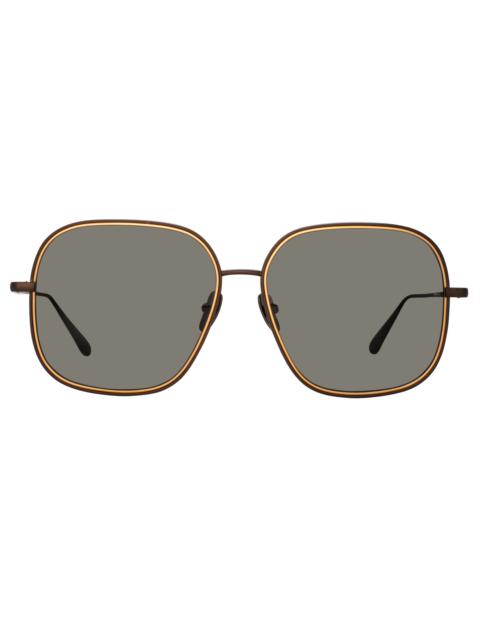 LINDA FARROW Juliana Sunglasses in Nickel