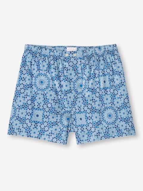 Derek Rose Men's Classic Fit Boxers Ledbury 69 Cotton Batiste Blue