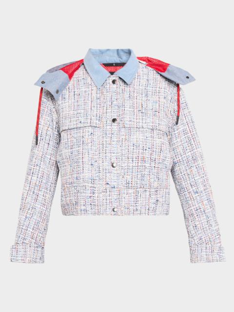 Moncler Termez Tweed Jacket with Detachable Hood