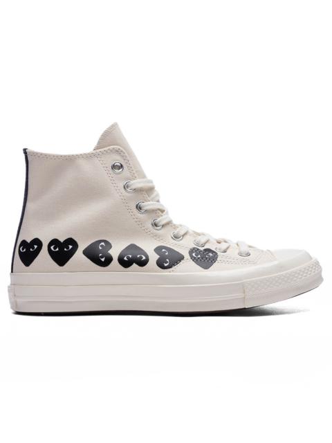 CONVERSE X COMME DES GARCONS PLAY ALL STAR CHUCK '70 HI MULTI HEART - MILK/BLACK