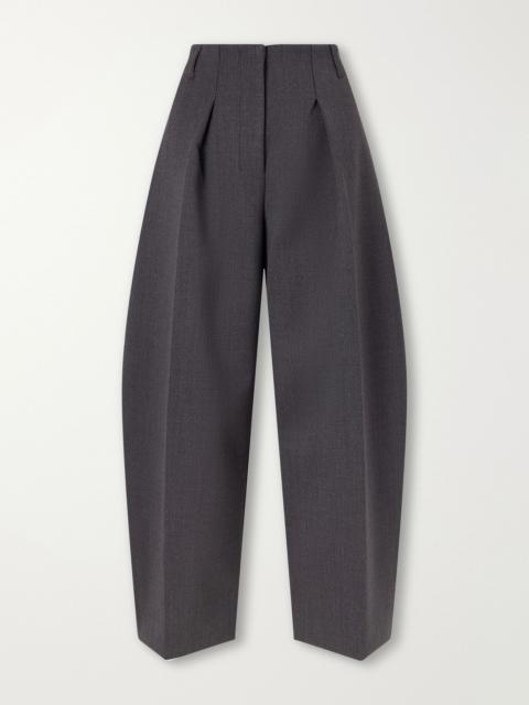 JACQUEMUS Le Pantalon Ovalo pleated stretch-crepe barrel-leg pants Dark gray