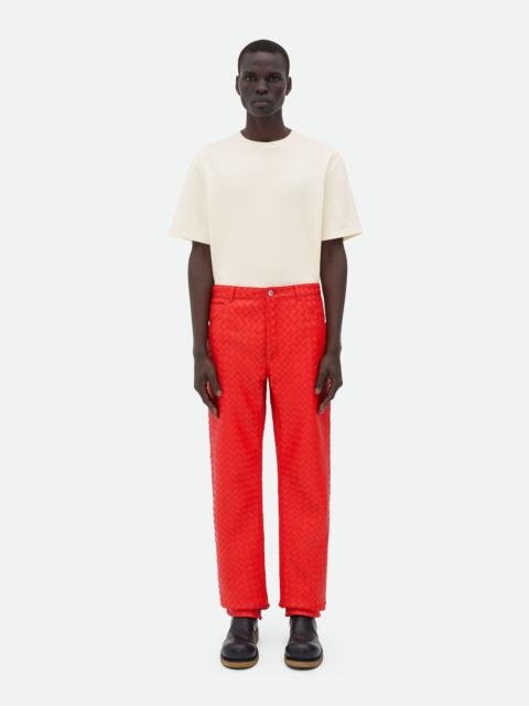 Bottega Veneta Intrecciato Leather Straight Leg Pants