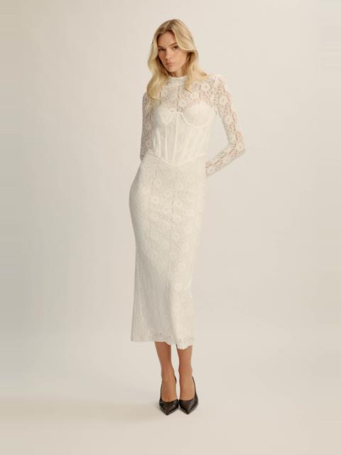 BARDOT Carmen Lace Corset Midi Dress In Orchid White