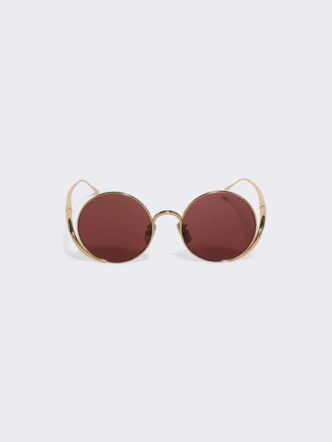 Loewe Signature Round Sunglasses Shiny Endura Gold / Bordeaux