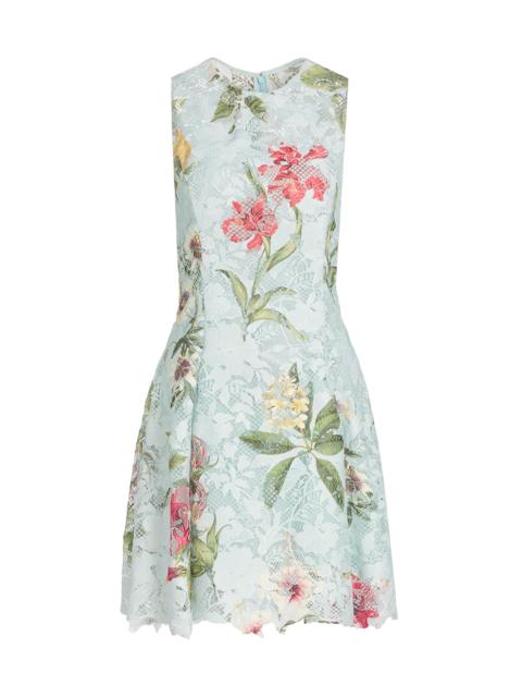 Oscar de la Renta Women's Floral Print Lace Minidress - Saltwater Multi