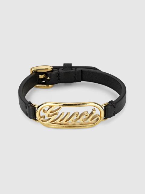 Gucci Leather Bracelet With Gucci Script