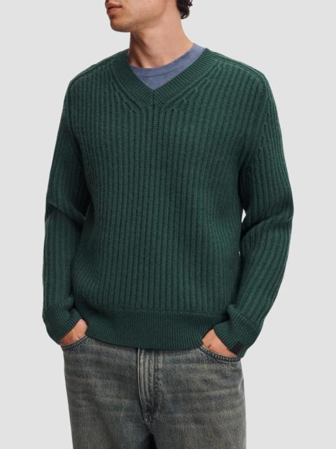 rag & bone Men's Theo Wool-Cashmere-Blend V-Neck Sweater - Dark Green