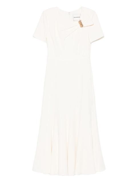 ROLAND MOURET pleated knot-detail midi dress