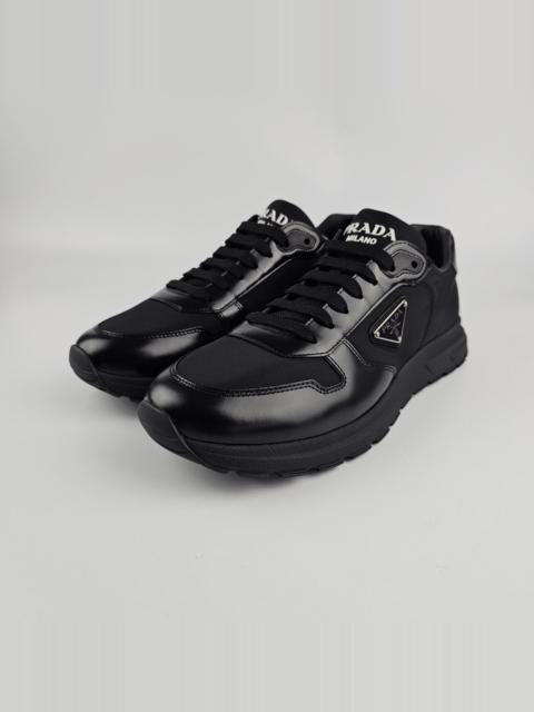 Prada PRADA Prax Black Re-Nylon/Brushed Leather Sneakers New (Men'