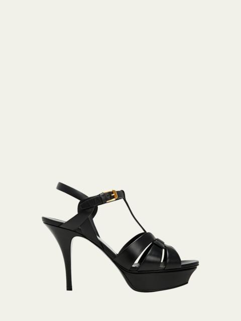 SAINT LAURENT Tribute Leather Platform Sandals