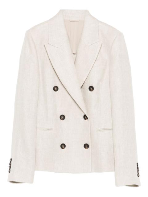 Brunello Cucinelli button herringbone blazer
