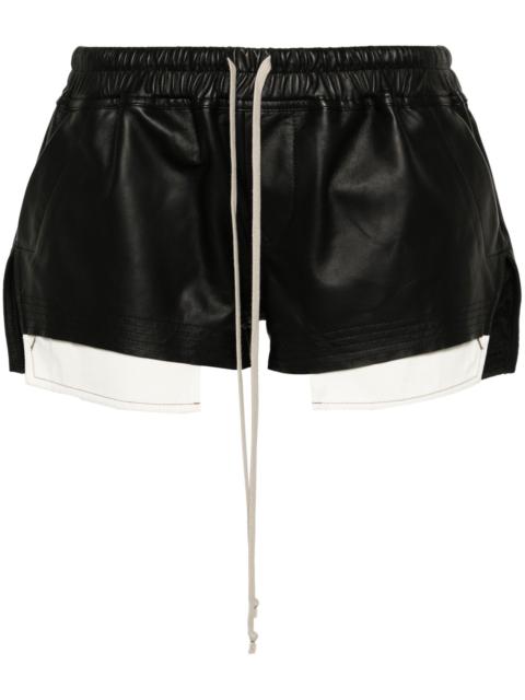 Rick Owens Black Fox Leather Mini Shorts