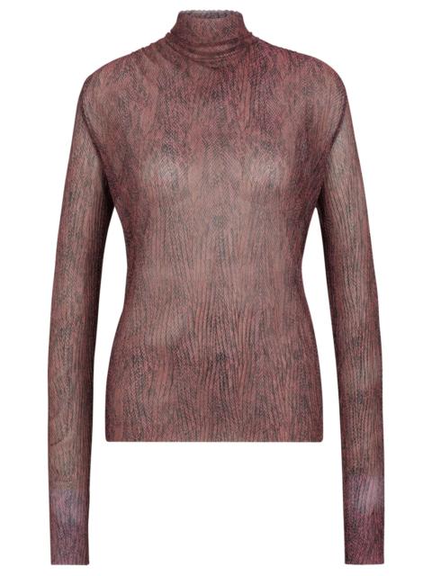 BOSS HIGH-NECK TOP IN PLISSÉ TULLE