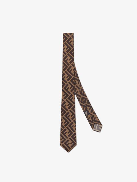 FENDI Brown silk necktie