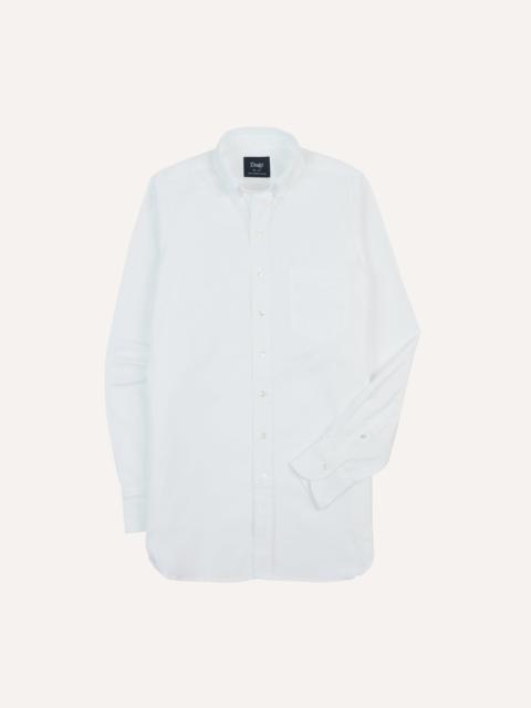 Drake's White Pinpoint Oxford Cotton Cloth Button-Down Shirt