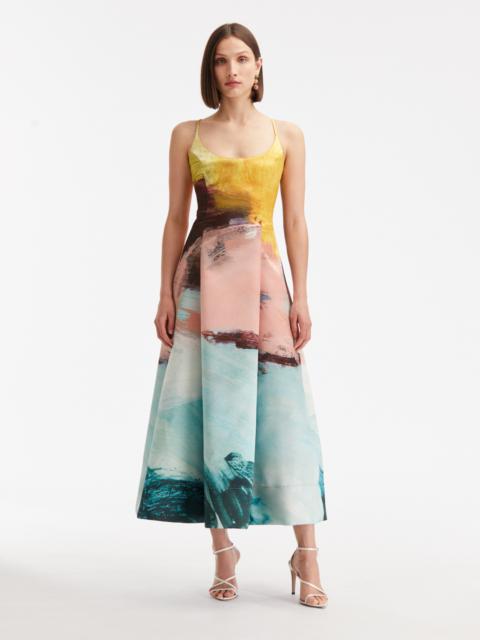 ABSTRACT LANDSCAPE SATIN GOWN