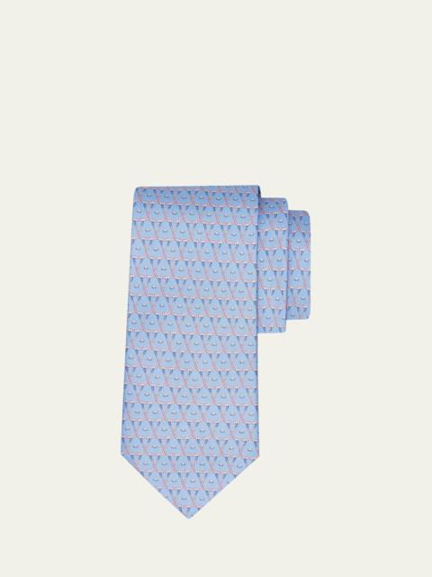 FERRAGAMO Men's Geometric Hockey Stick Silk Tie