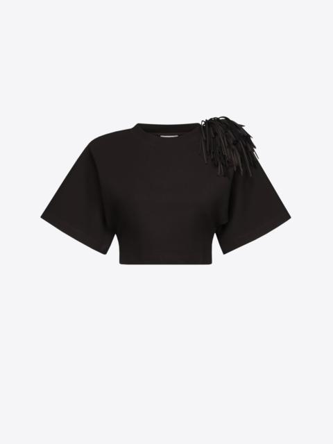 FRINGE BROOCH CROPPED T-SHIRT