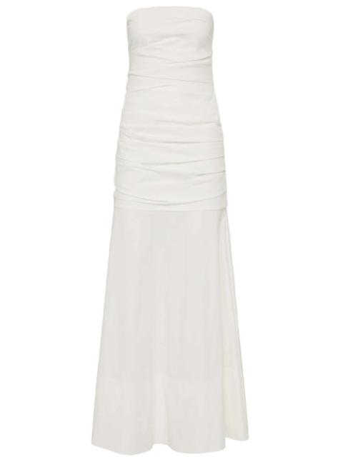Gathered Strapless Longline Dress in White