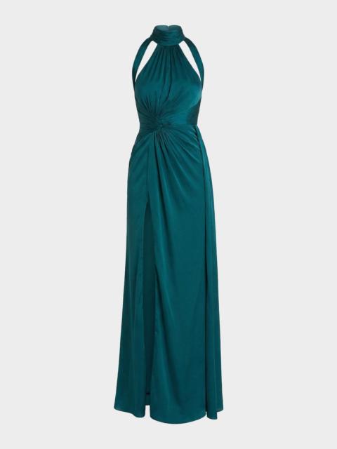 MAC DUGGAL Halter Open-Back Gown w/Slit