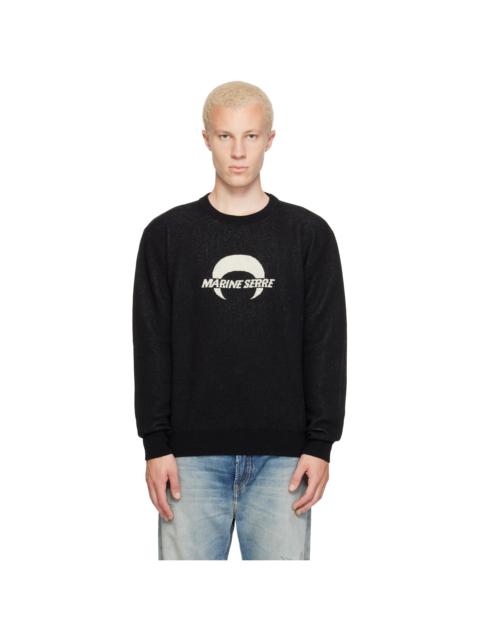 Marine Serre Black Merino Wool Knit LS Sweater